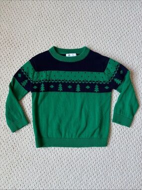 Florence Eiseman Green and Navy Christmas Holiday Tree Sweater